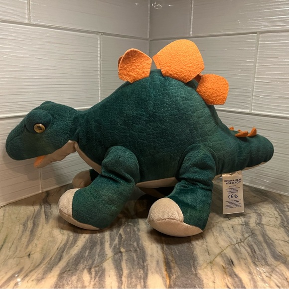 Build A Bear Stegosaurus 17” Long Dinosaur Plush Stuffed Animal Green Orange Toy - Picture 3 of 5